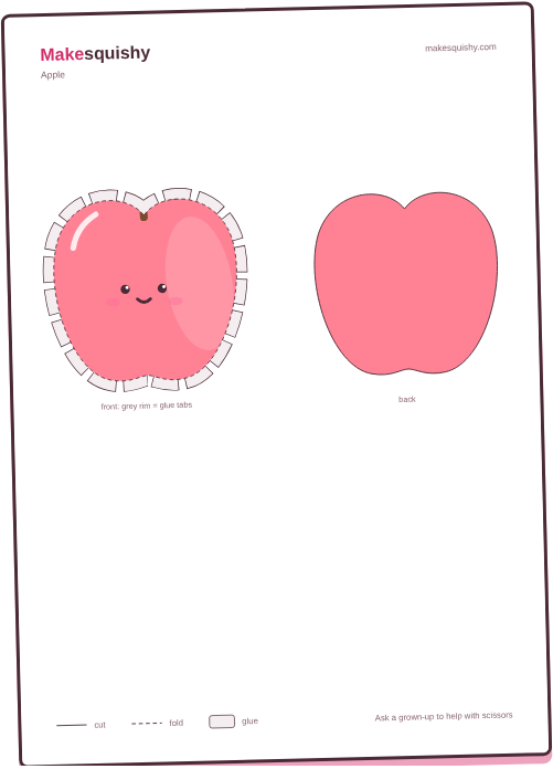 Printable template for the apple paper squishy on an A4 sheet