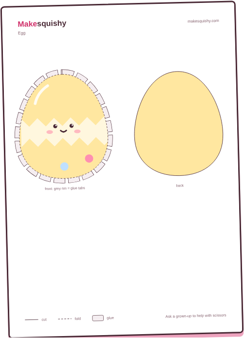 Printable template for the Easter egg paper squishy on an A4 sheet