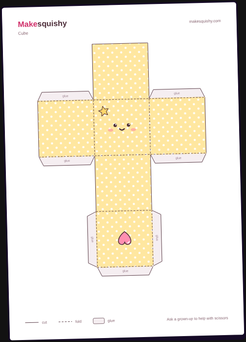 Printable paper squishy template on an A4 sheet